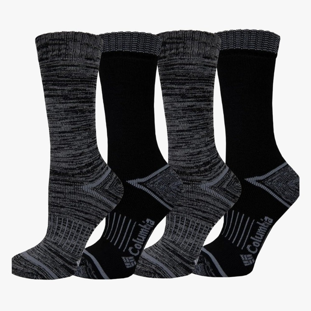 Columbia Womens Crew Socks 4 Pair Pack Black‎ Gray Moisture Control Comfort